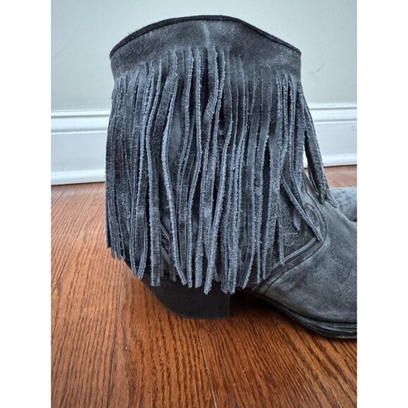 DAN POST Women 7.5 FRINGE Leather Suede Western Boots Blue - Picture 5 of 10